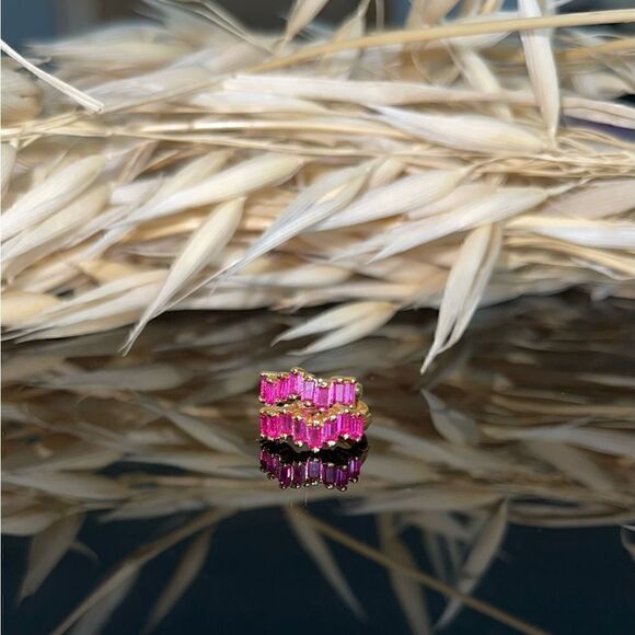 Gold Plated Huggie Hoop Earrings Dainty Minimalistic Sterling Silver CZ gems - Picture 3 of 3
